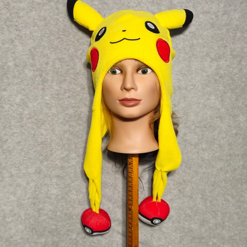 Pokemon Pikachu Novelty Hat Unisex OS Yellow Laplander Beanie Pokeball Tassels